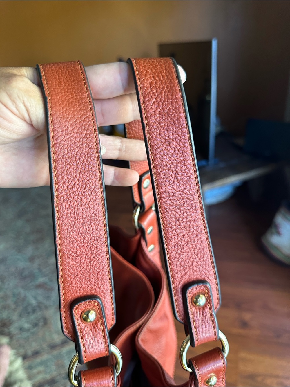 KOOBA-Beautiful Pebbled Shoulder Tote Burn Orange. - Picture 5 of 12